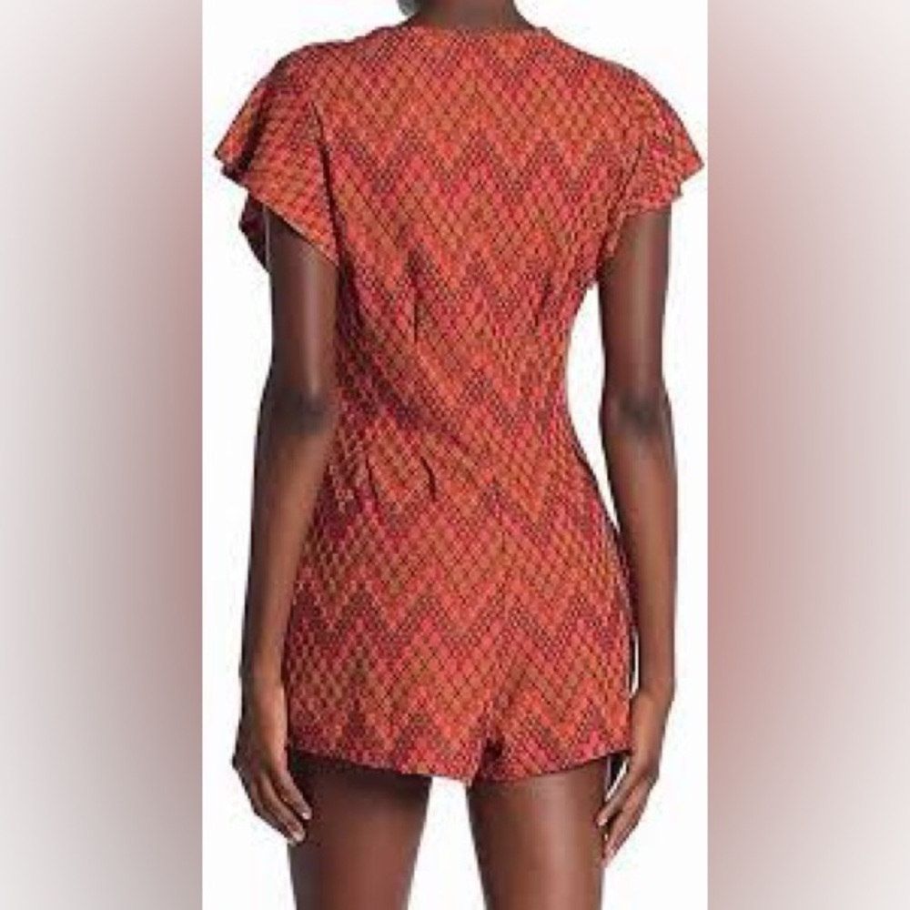 Orange Zigzag Pattern Phoenix Button Front Playsu… - image 3